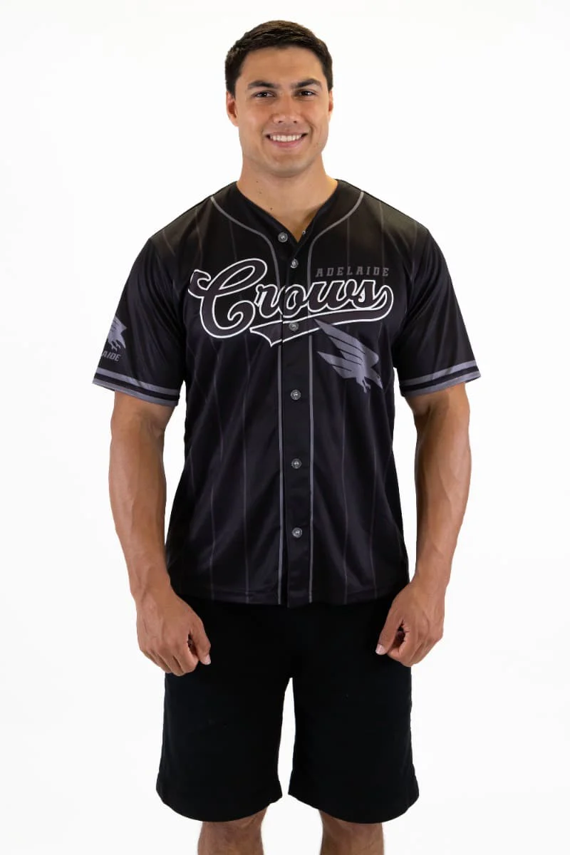 Adelaide Crows AFL Mens Blackout Baseball Shirt