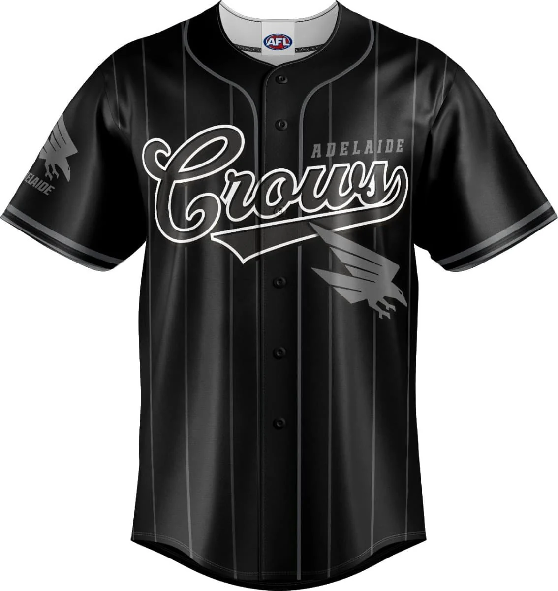 Adelaide Crows AFL Mens Blackout Baseball Shirt - Image 5