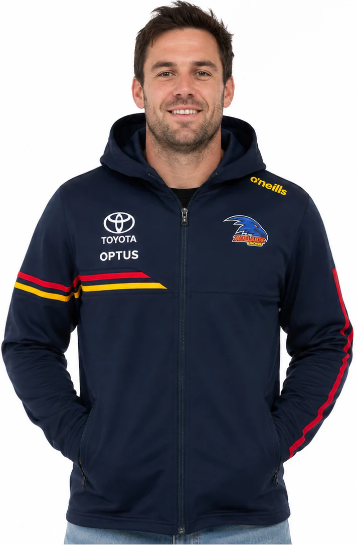 Adelaide Crows AFL Mens Lightweight Zip Team Hoody - Image 2