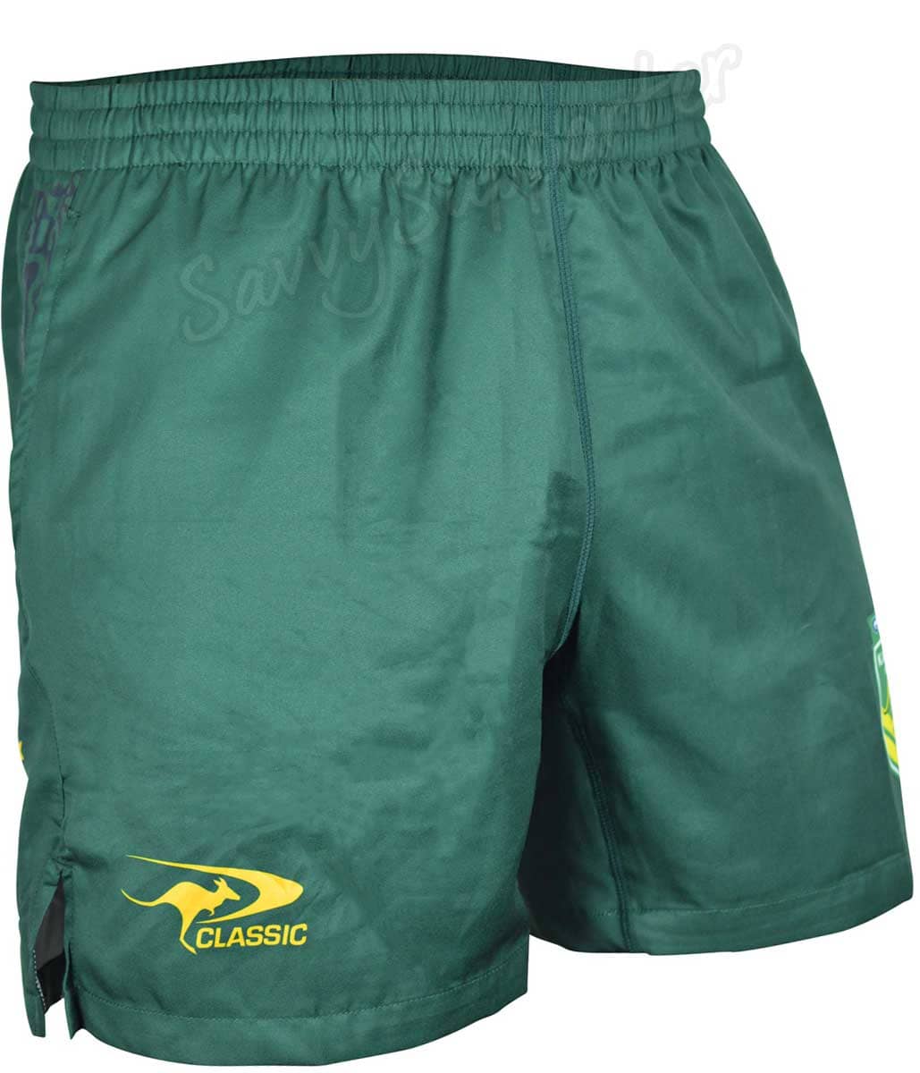 Australian Kangaroos 2024 NRL Mens Green Gym Shorts - Image 2