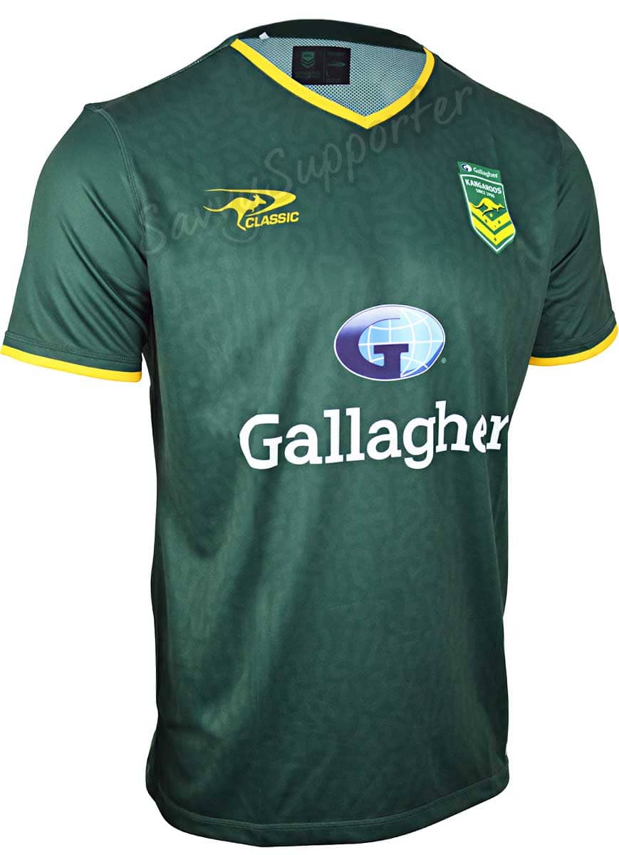 Australian Kangaroos 2024 NRL Mens Green Training Shirt - Image 3