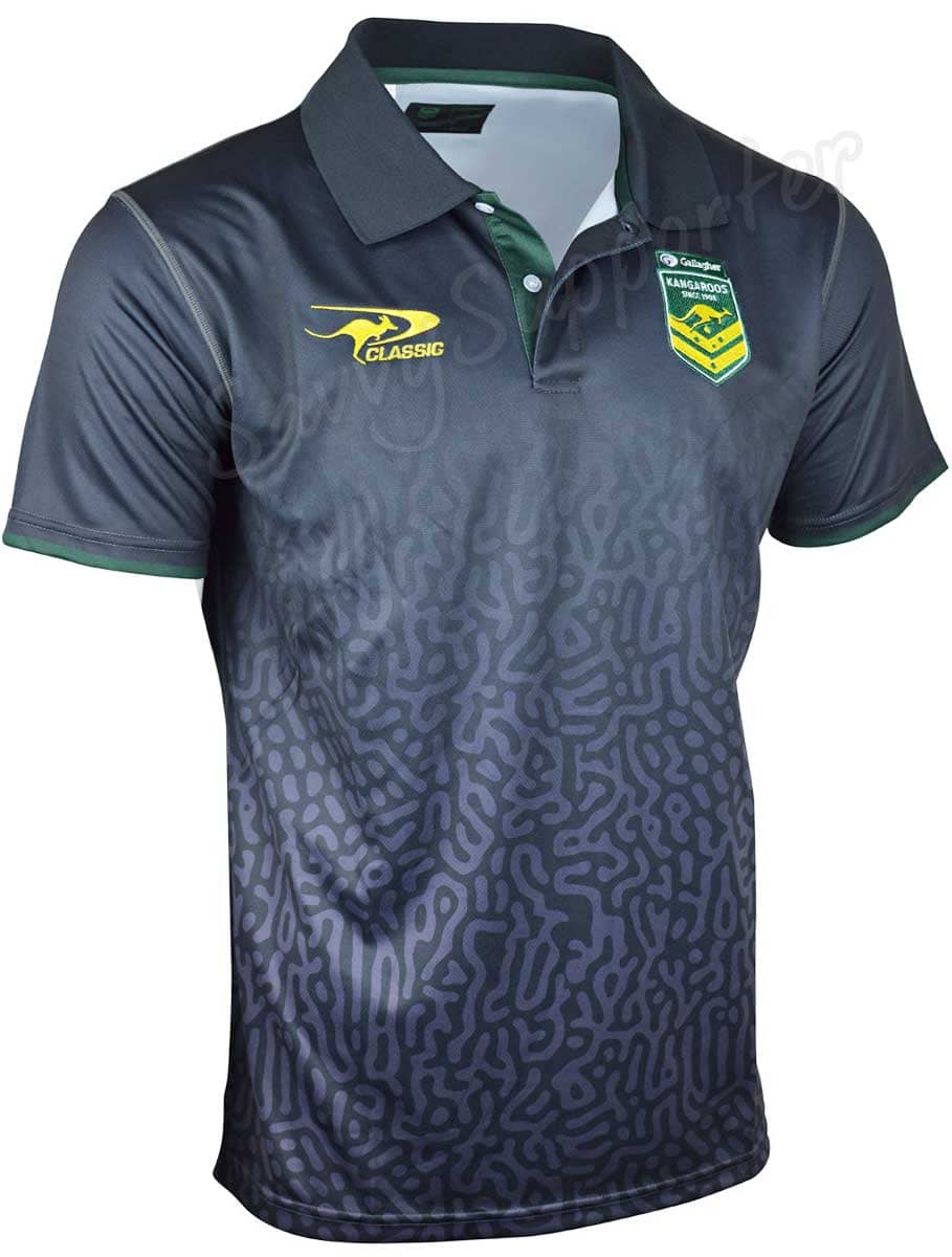 Australian Kangaroos 2024 NRL Mens Grey Media Polo Shirt - Image 3