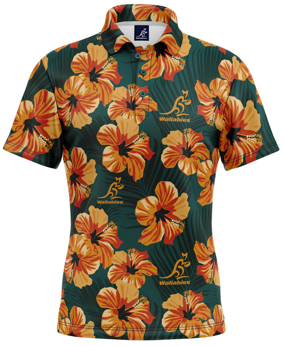 Australian Wallabies Rugby Union Mens Aloha Golf Polo Shirt - Image 2