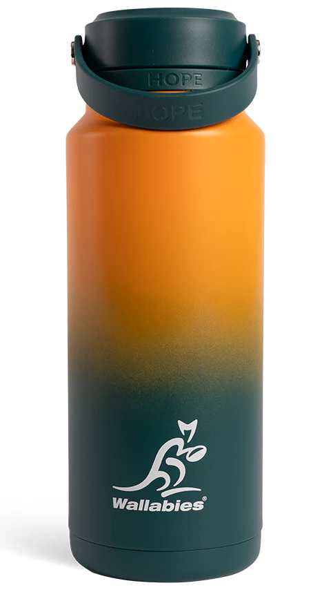 Australian Wallabies 2026 Green & Gold Stainless Steel 1L Insulated Drink Bottle