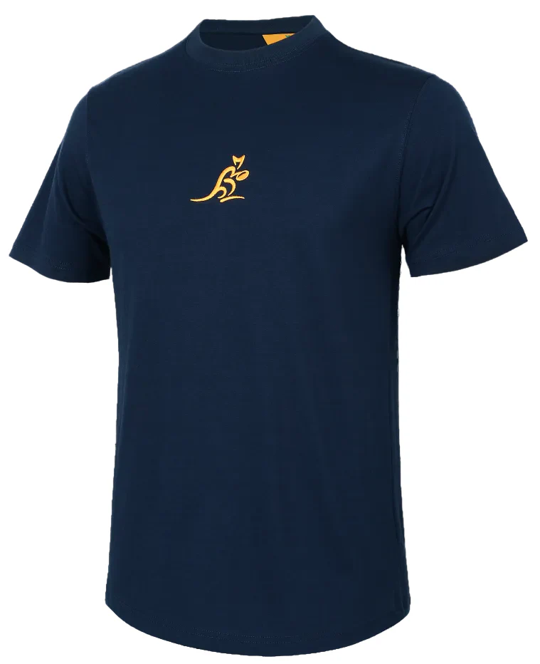 Australian Wallabies 2026 Rugby Union Mens Navy Heavyweight Supporter Shirt - Image 2