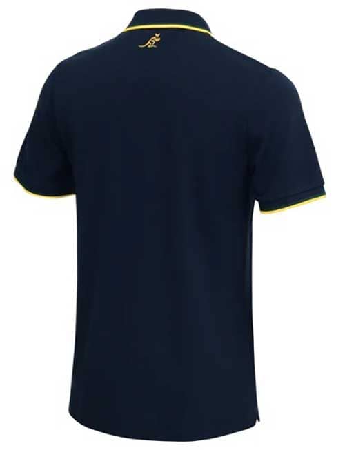 Australian Wallabies AFL Mens Navy Pique Polo Shirt - Image 2