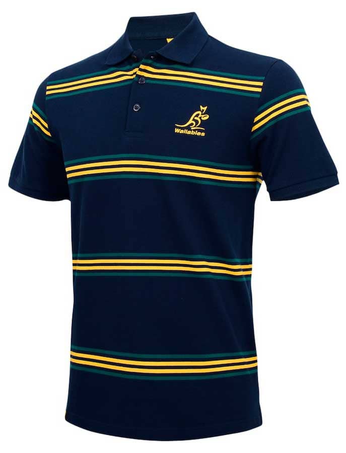 Australian Wallabies AFL Mens Stripe Pique Polo Shirt