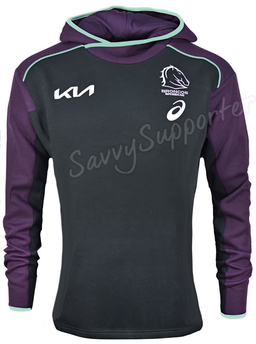 Brisbane Broncos 2025 NRL Ladies Black Team Hoody - Image 2