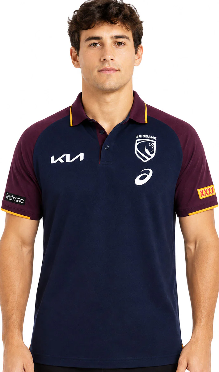 Brisbane Broncos 2026 NRL Mens Team Polo Shirt - Image 2