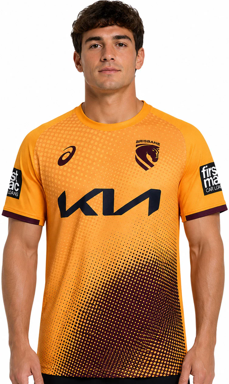 Brisbane Broncos 2026 NRL Mens Gold Training Shirt - Image 2