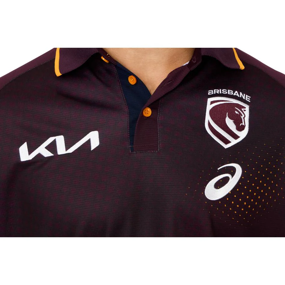 Brisbane Broncos 2026 NRL Mens Maroon Training Polo Shirt - Image 2