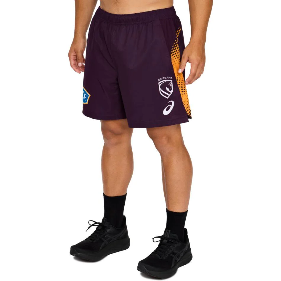 Brisbane Broncos 2026 NRL Mens Maroon Training Gym Shorts - Image 2