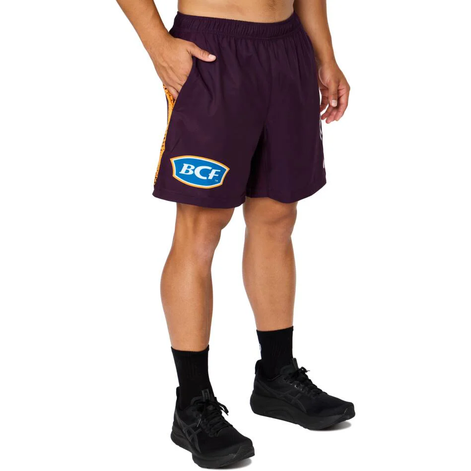 Brisbane Broncos 2026 NRL Mens Maroon Training Gym Shorts - Image 3