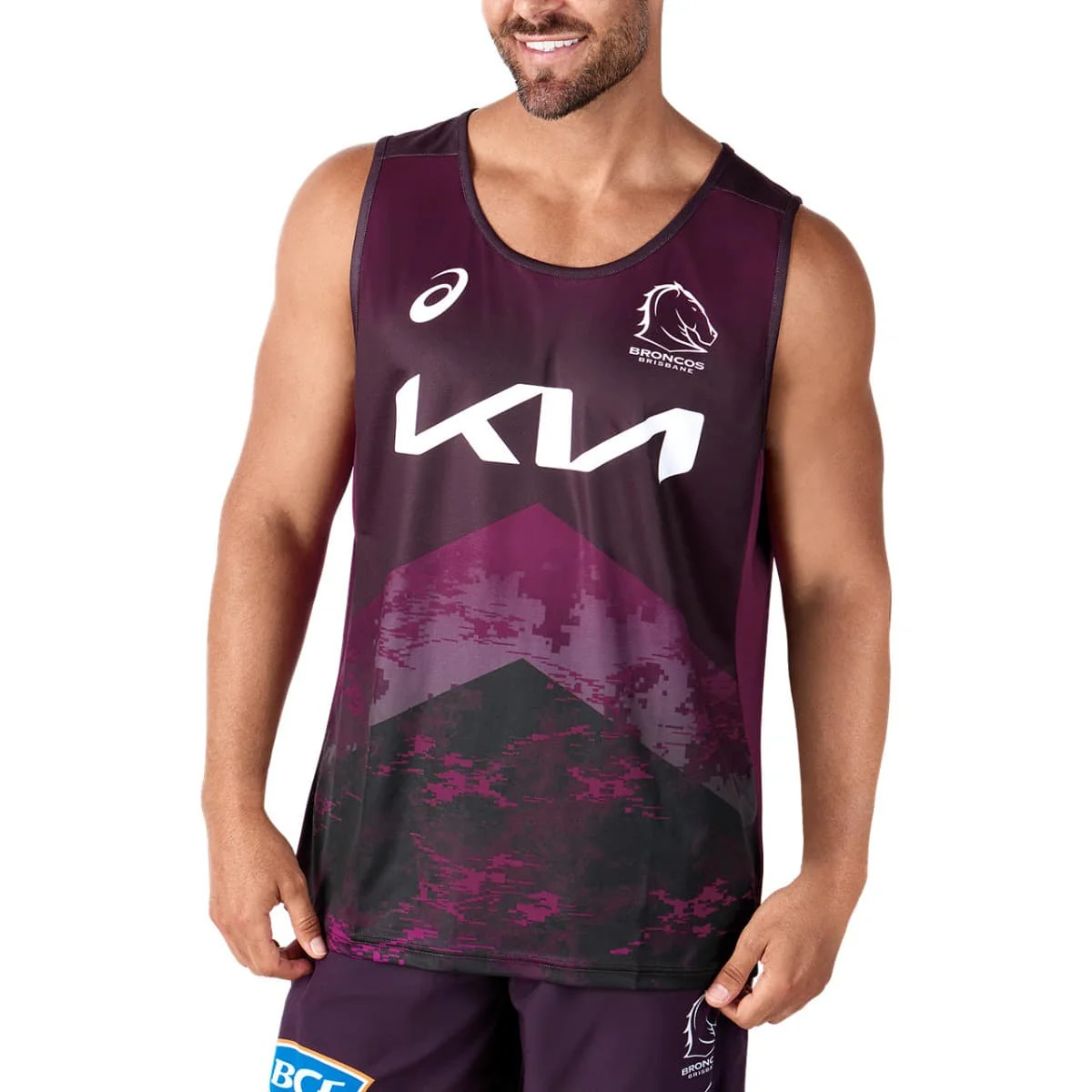 Brisbane Broncos NRL Mens Maroon Training Singlet - Image 2