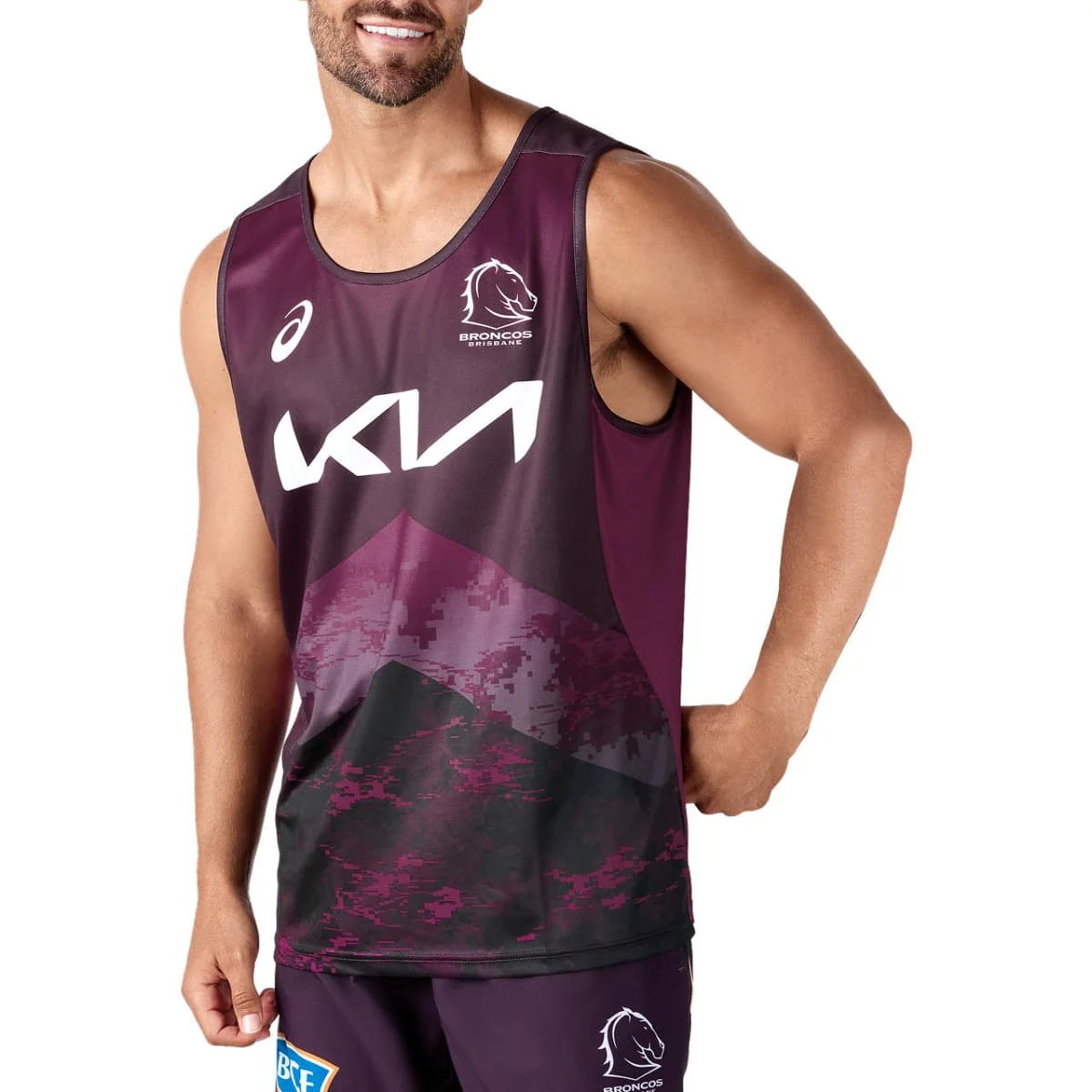 Brisbane Broncos NRL Mens Maroon Training Singlet - Image 3