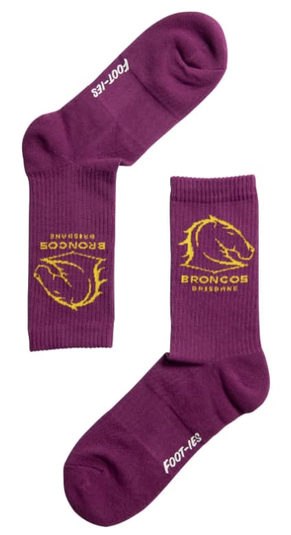 Brisbane Broncos NRL Adults Sports Crew 2 Pack Socks - Image 3