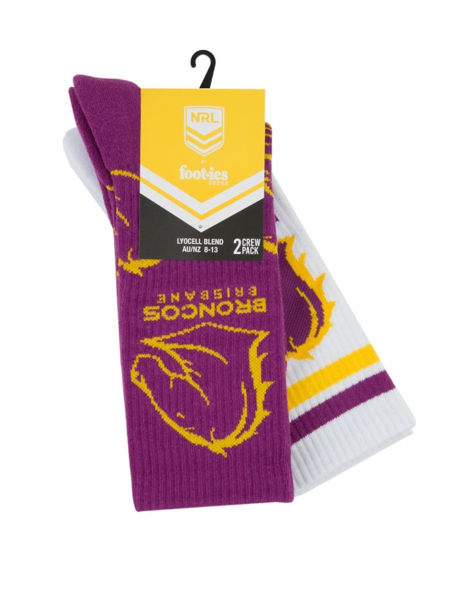Brisbane Broncos NRL Logos Sneaker Socks 2 Pack - Image 2