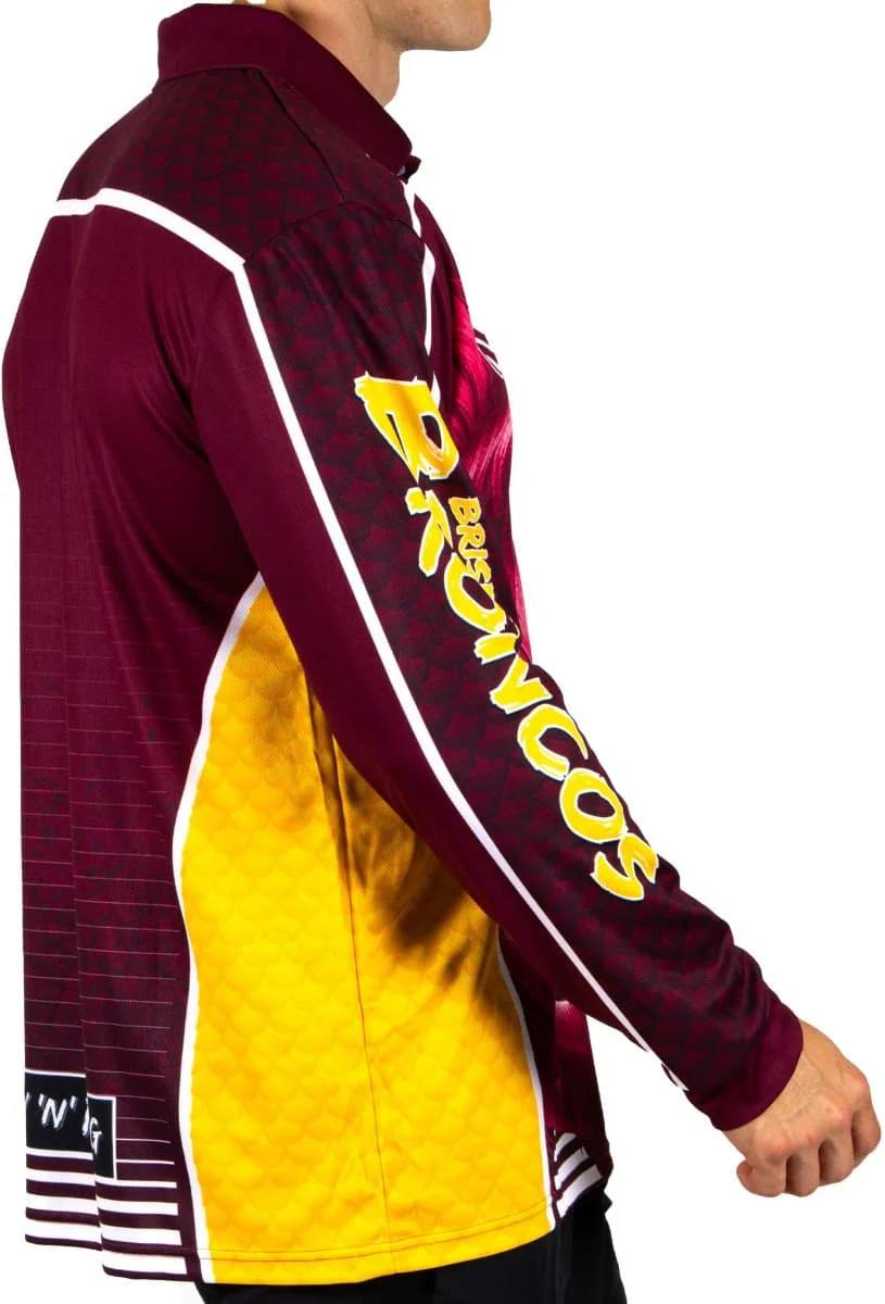 Brisbane Broncos NRL Mens Barracuda Fishing Shirt - Image 3