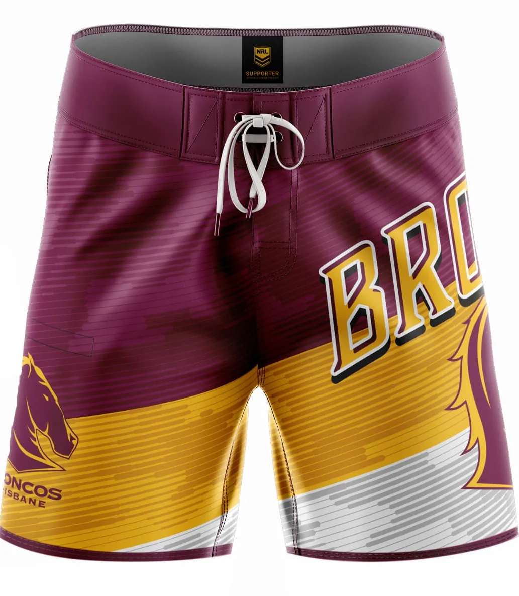 Brisbane Broncos NRL Mens Barrel Board Shorts