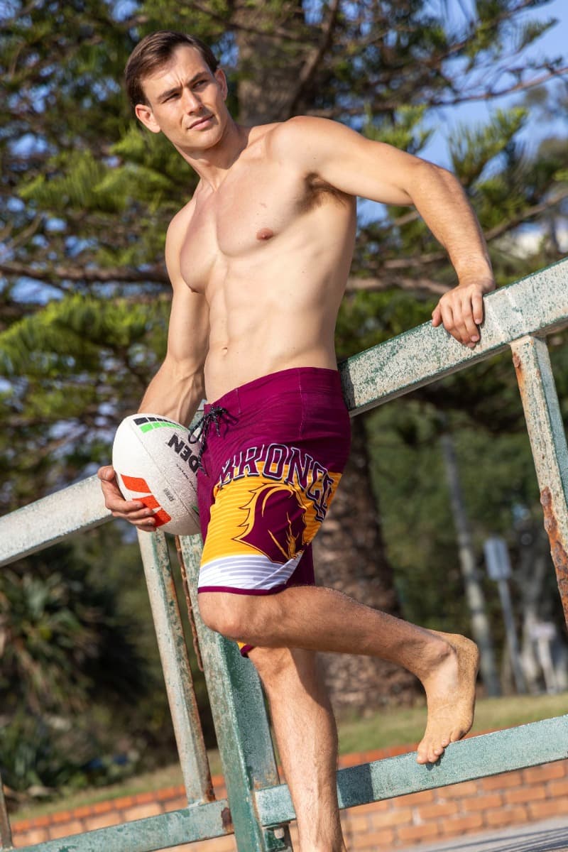 Brisbane Broncos NRL Mens Barrel Board Shorts - Image 3