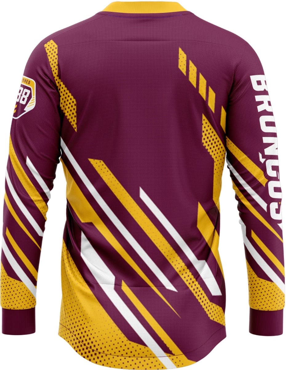 Brisbane Broncos NRL Mens Motor Cross MX Jersey - Image 2