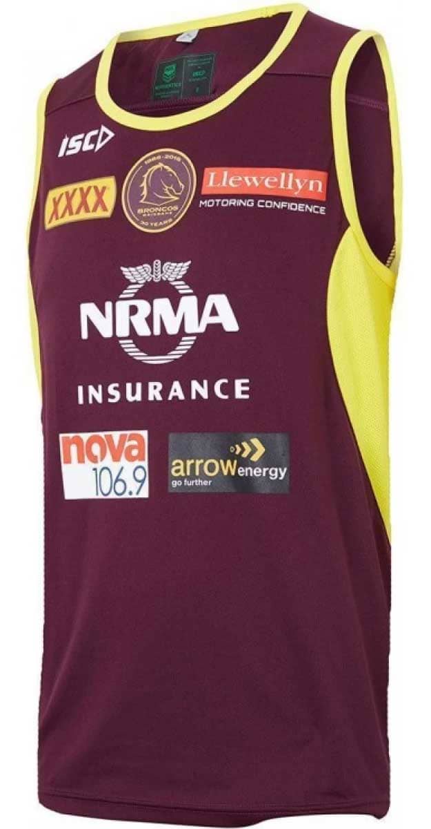 Brisbane Broncos NRL Mens Maroon Training Singlet
