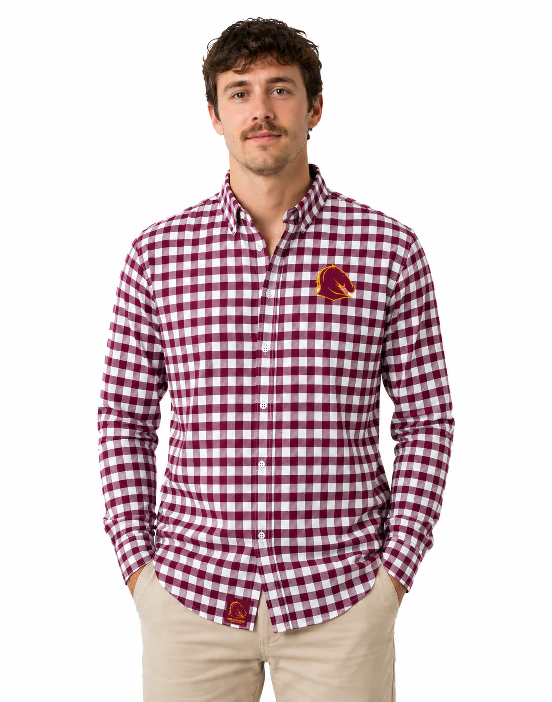 Brisbane Broncos NRL Mens Dawson Business Shirt