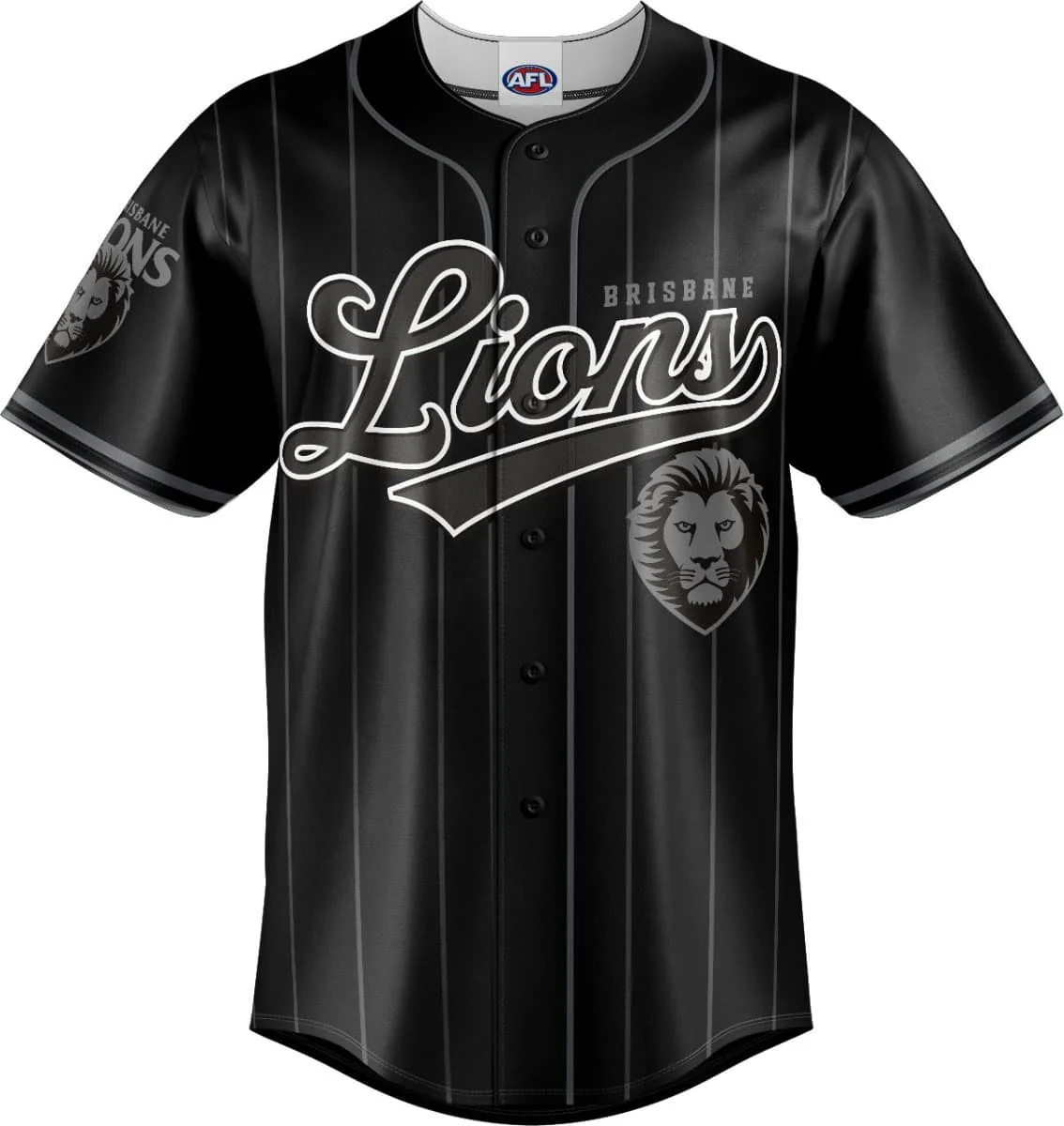 Brisbane Lions AFL Mens Blackout Baseball Shirt - Image 6