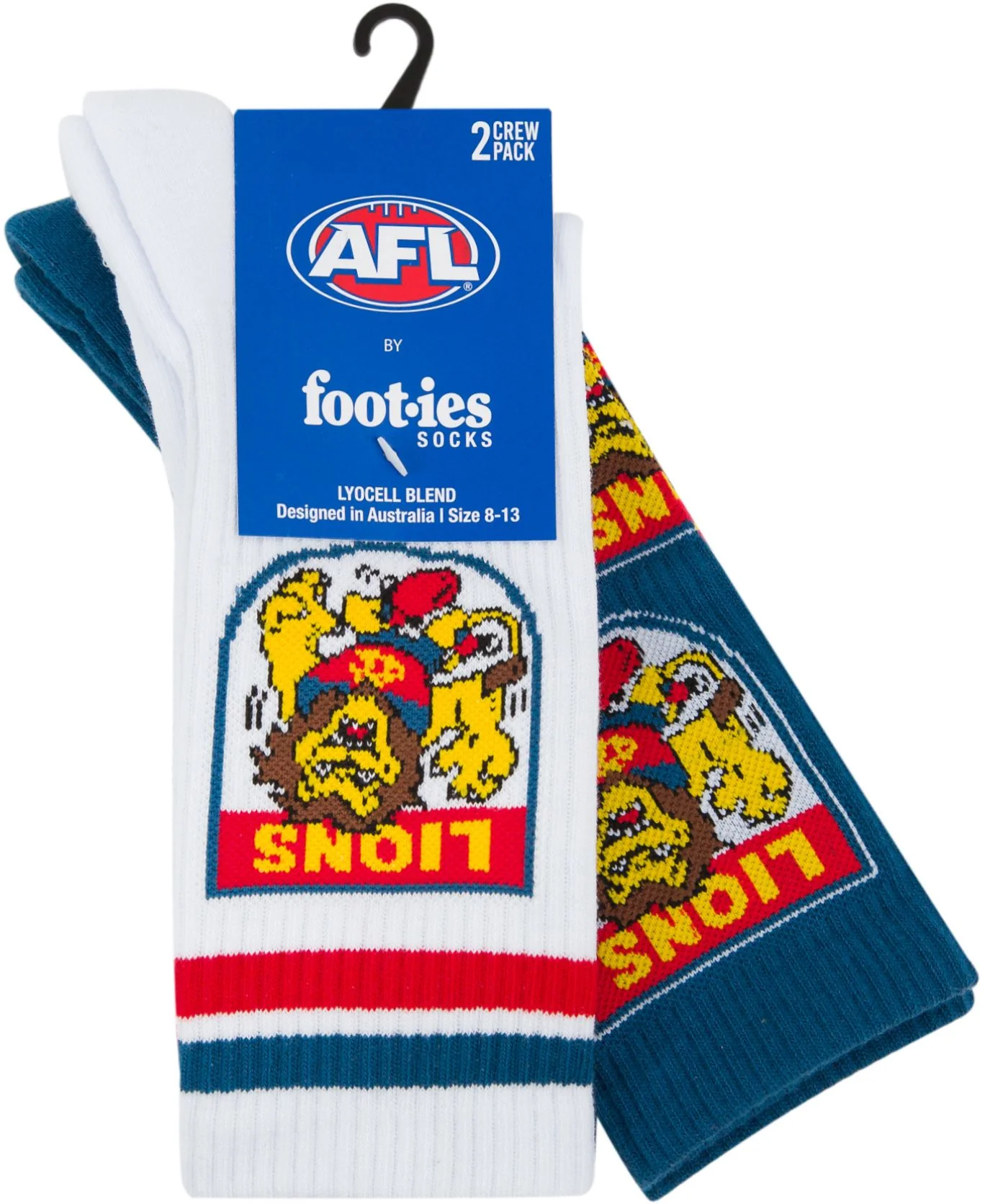 Brisbane Lions 2026 AFL Mens 8-13 Retro Sneaker Sock 2 Pack - Image 2
