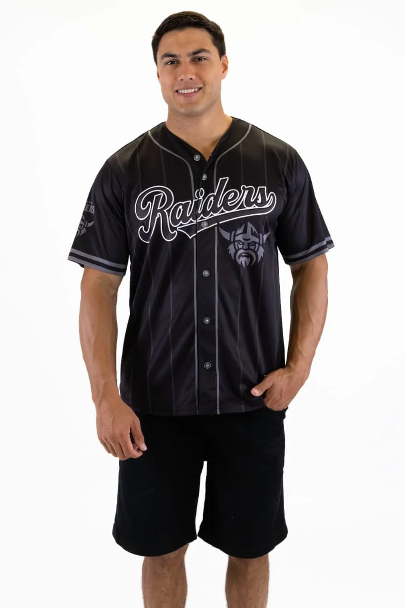 Canberra Raiders NRL Mens Blackout Baseball Shirt - Image 2