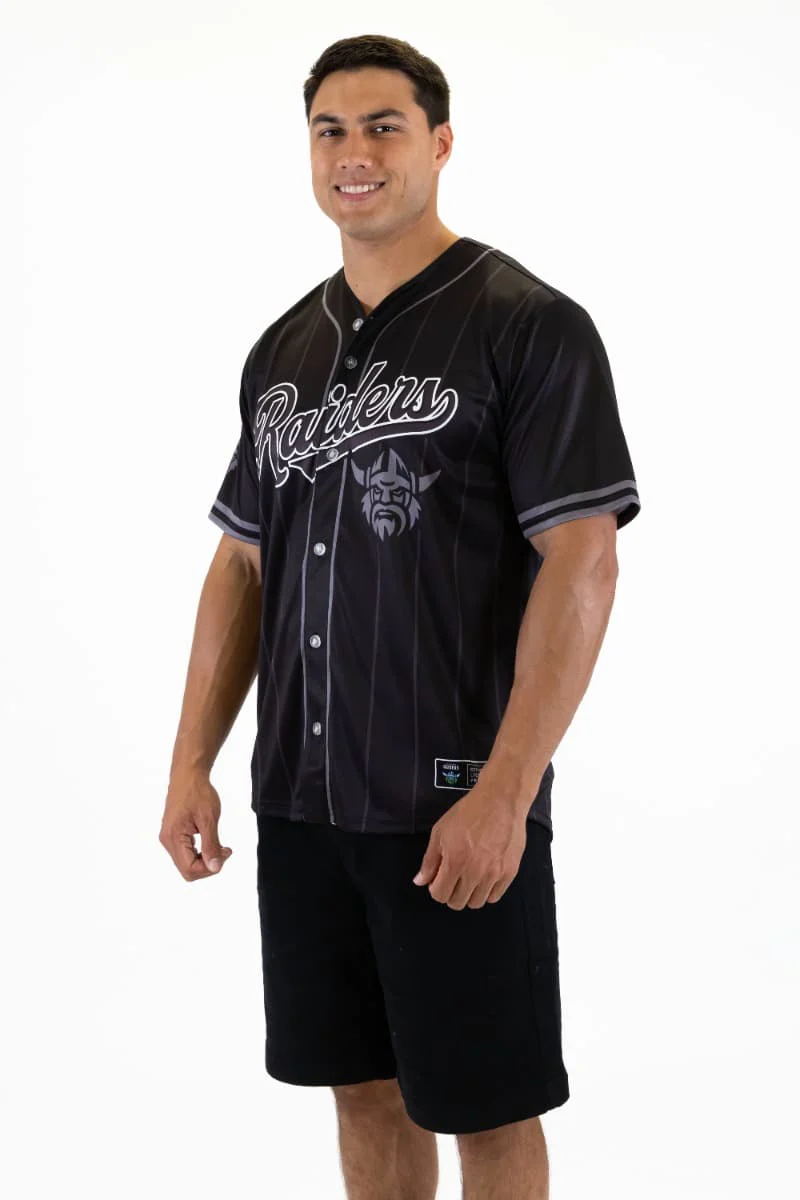 Canberra Raiders NRL Mens Blackout Baseball Shirt - Image 3