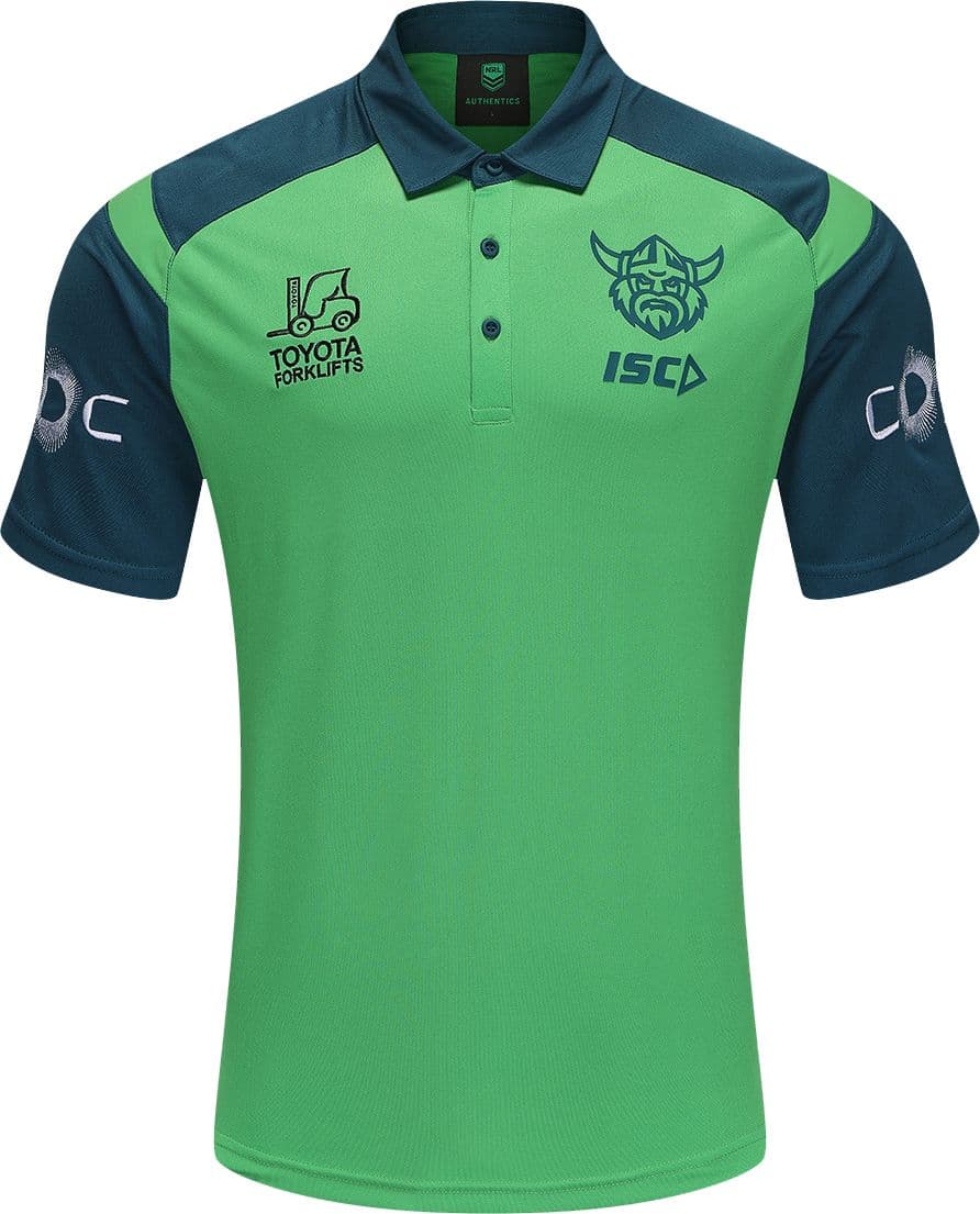Canberra Raiders 2025 NRL Mens Green Polo Shirt - Image 2