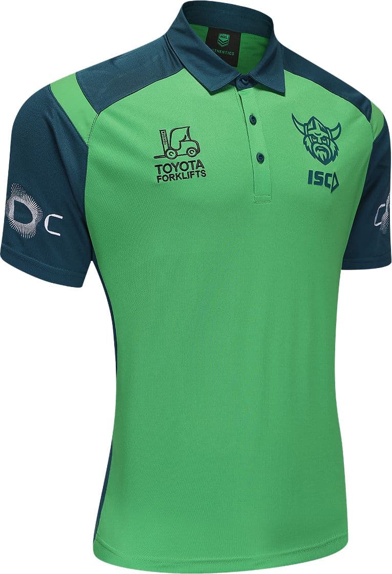 Canberra Raiders 2025 NRL Mens Green Polo Shirt - Image 3