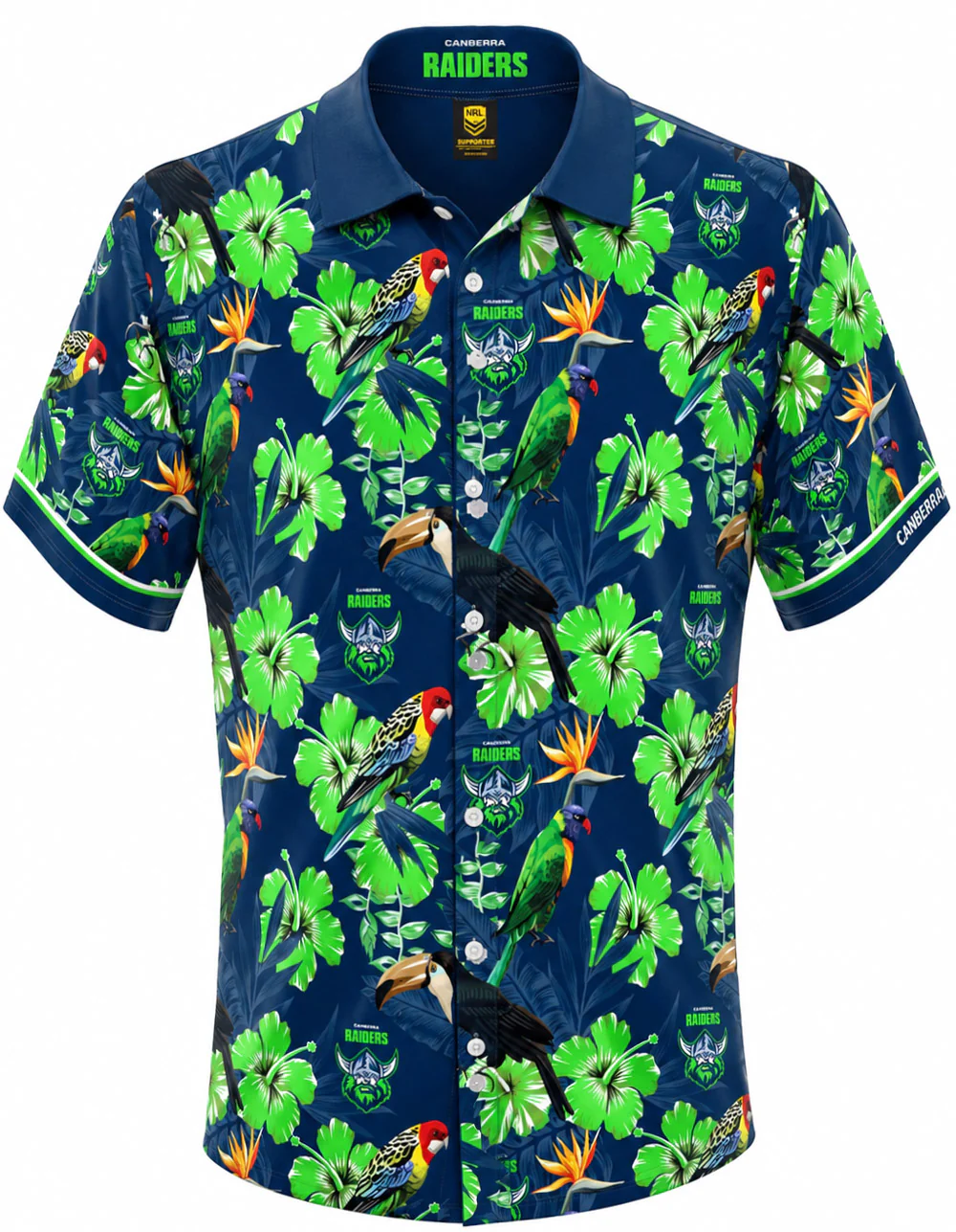 Canberra Raiders Hibiscus NRL Mens Hawaiian Shirt