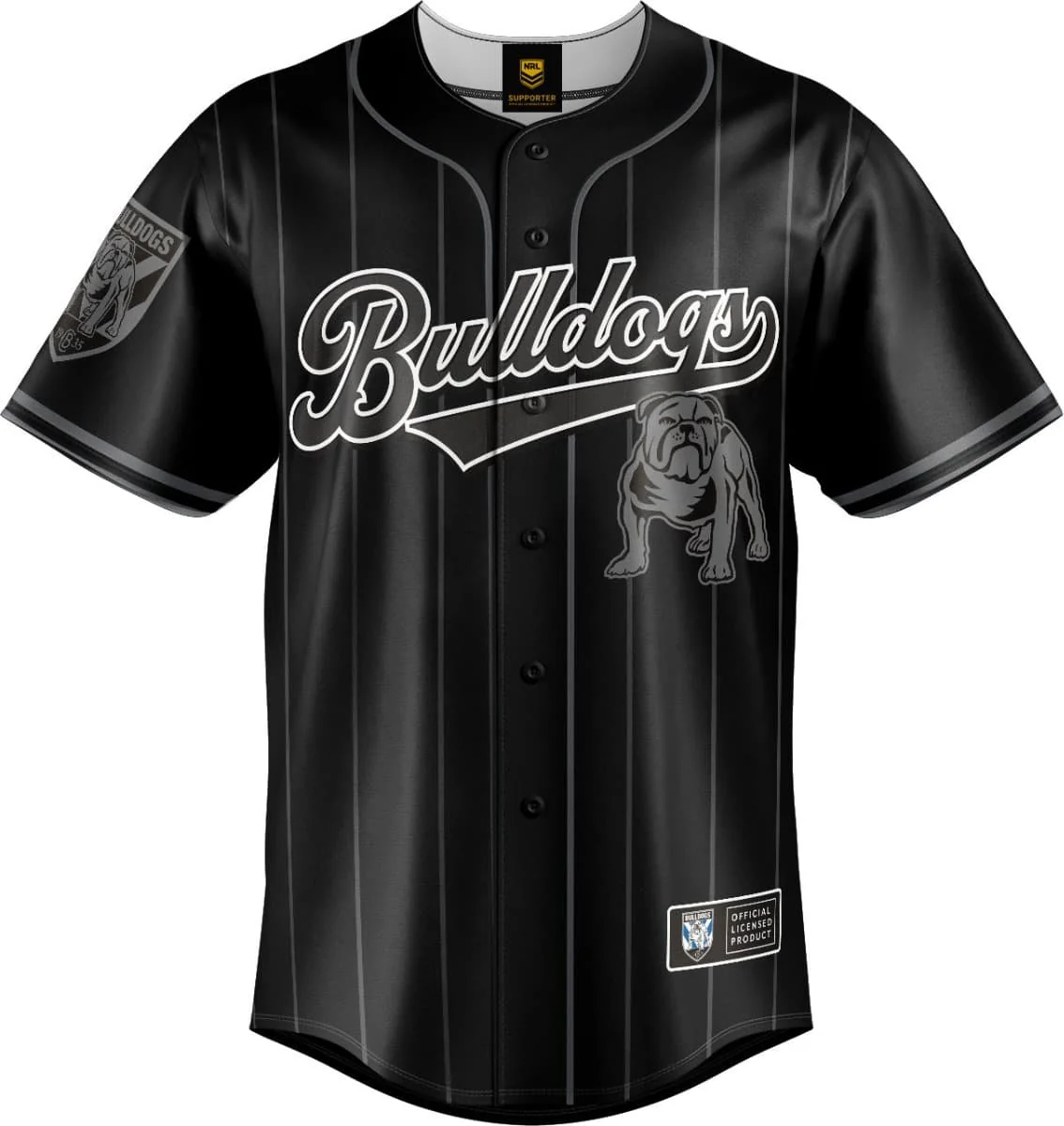 Canterbury Bulldogs NRL Mens Blackout Baseball Shirt