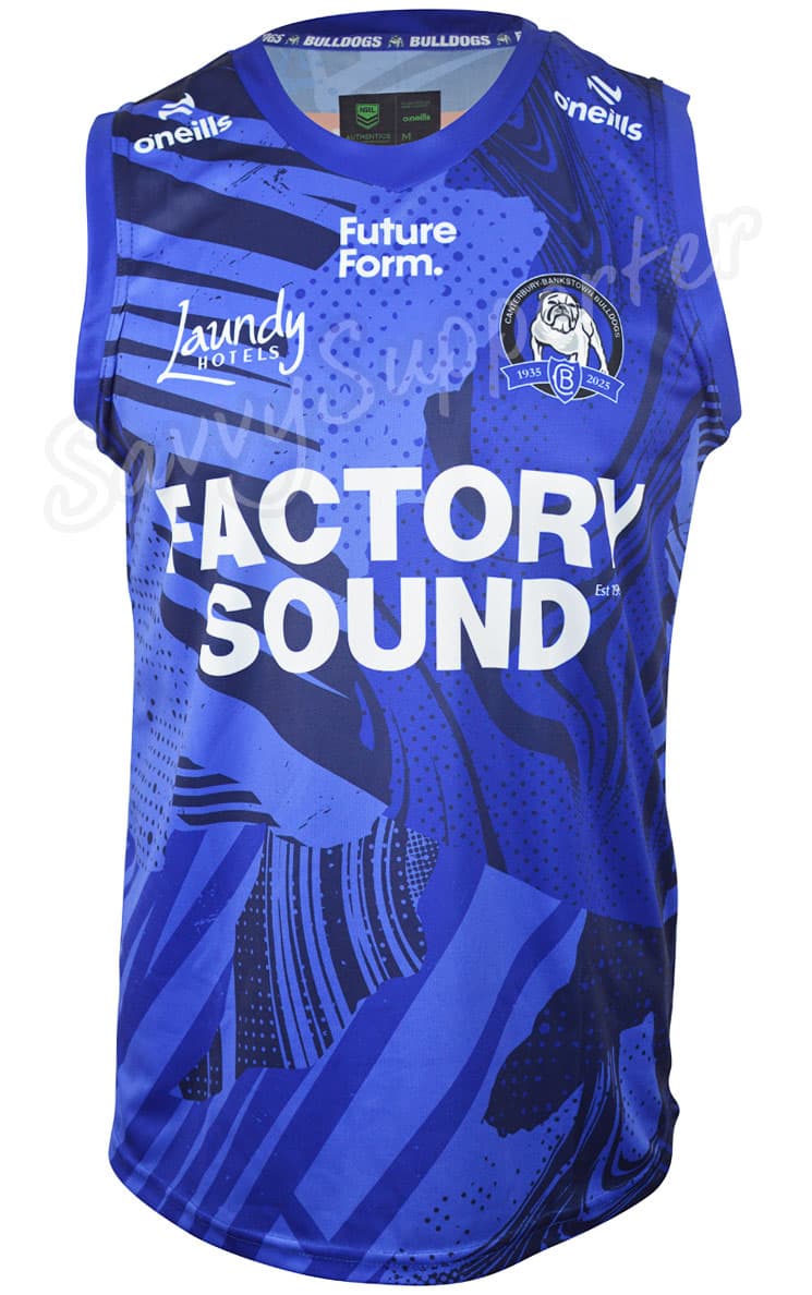 Canterbury Bulldogs 2025 NRL Mens Blue Training Singlet - Image 2