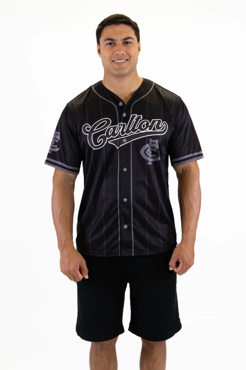 Carlton Blues 2025 AFL Mens Blackout Baseball Shirt