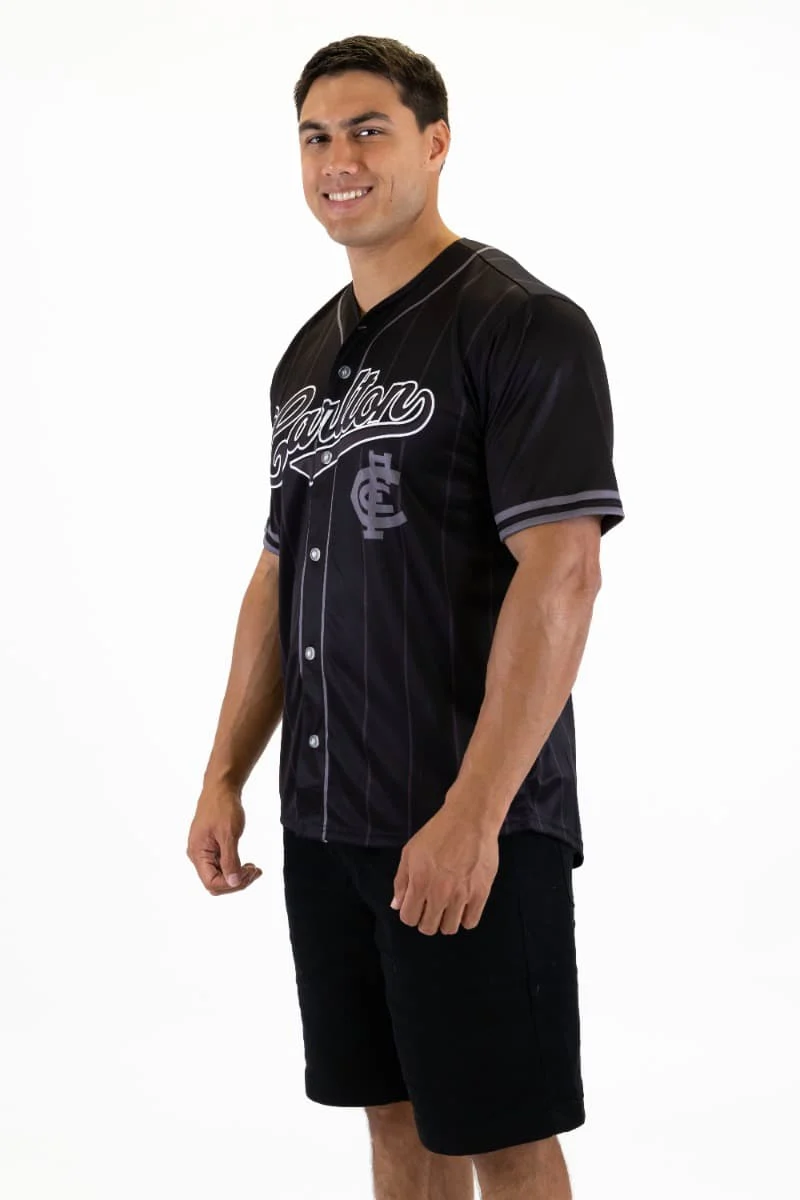 Carlton Blues 2025 AFL Mens Blackout Baseball Shirt - Image 2