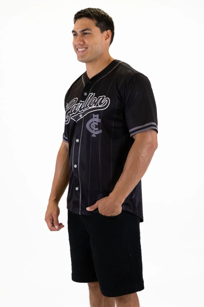 Carlton Blues 2025 AFL Mens Blackout Baseball Shirt - Image 3