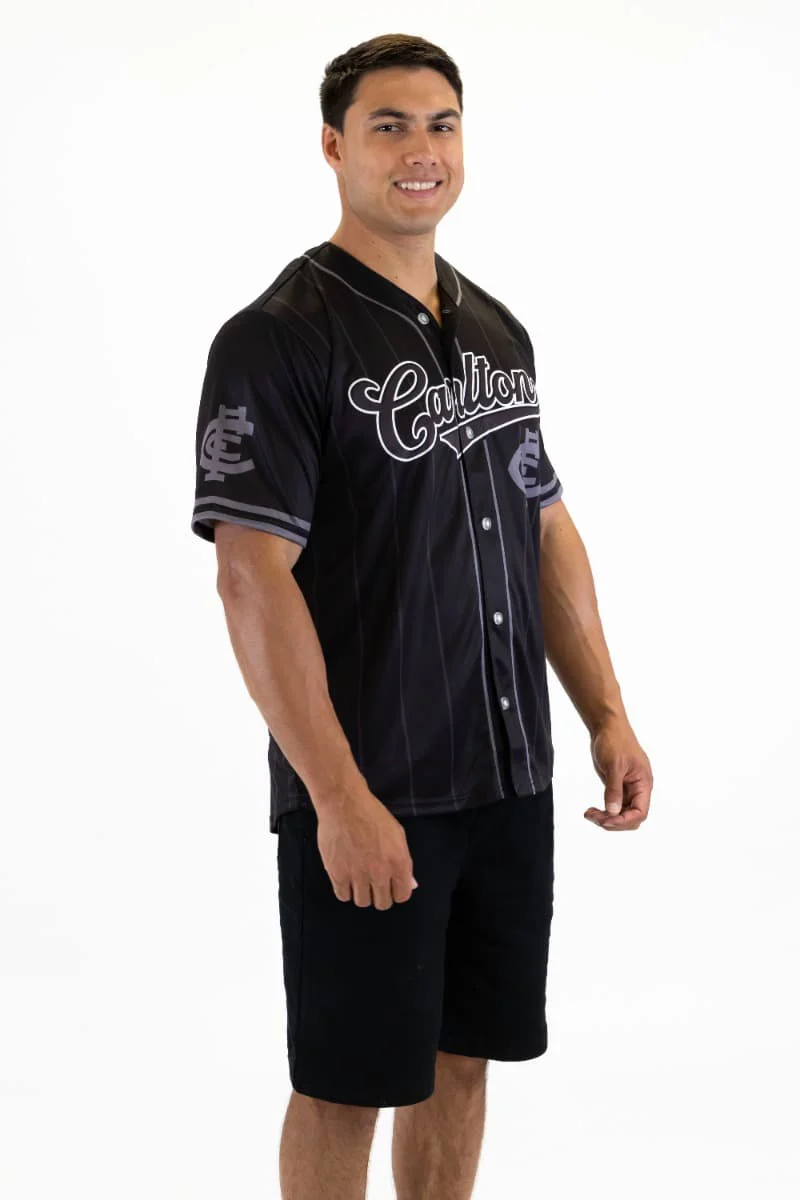 Carlton Blues 2025 AFL Mens Blackout Baseball Shirt - Image 4