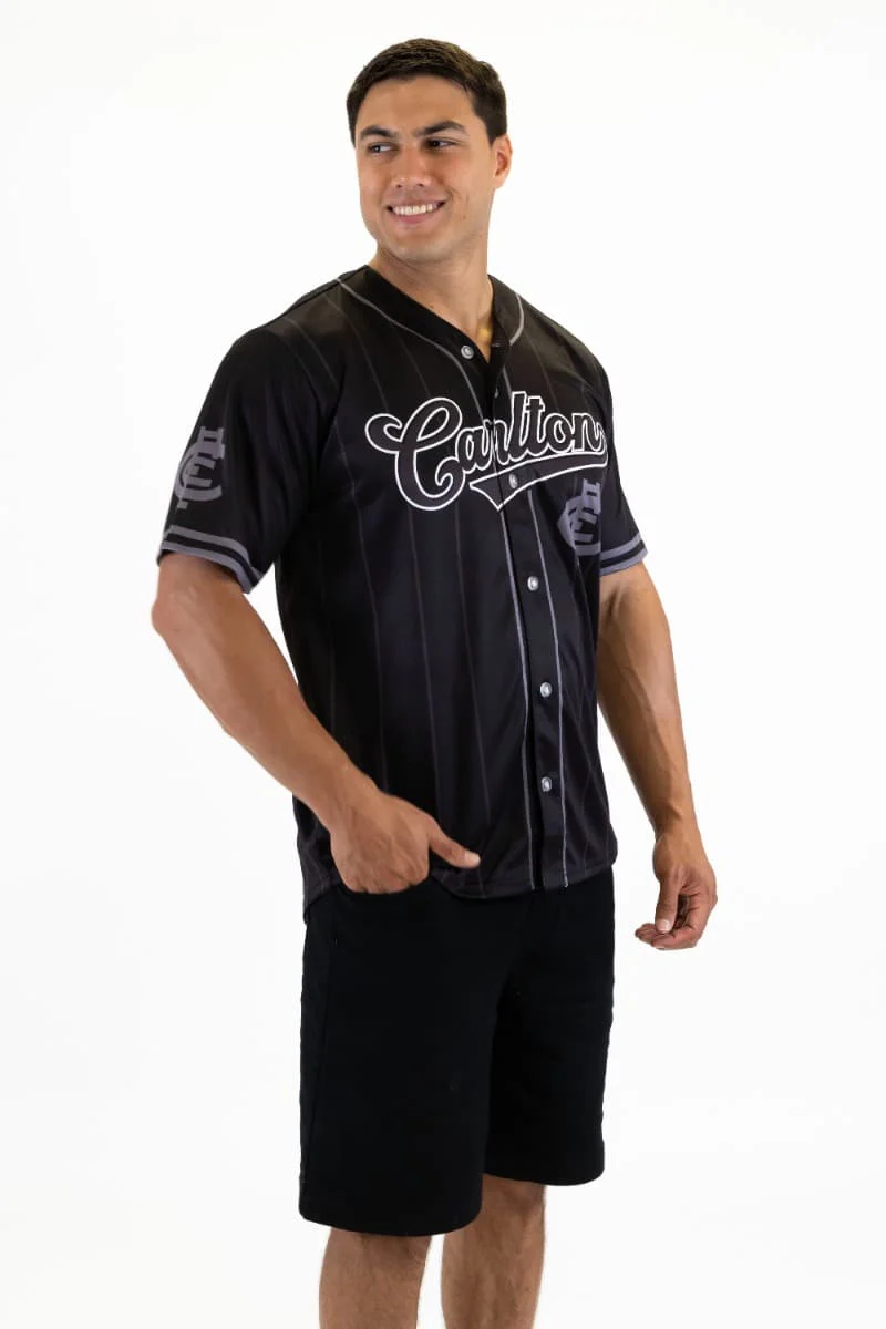 Carlton Blues 2025 AFL Mens Blackout Baseball Shirt - Image 5