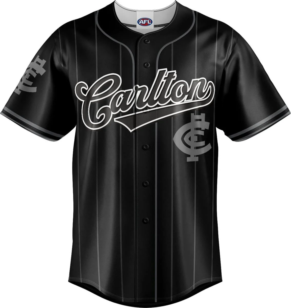 Carlton Blues 2025 AFL Mens Blackout Baseball Shirt - Image 7