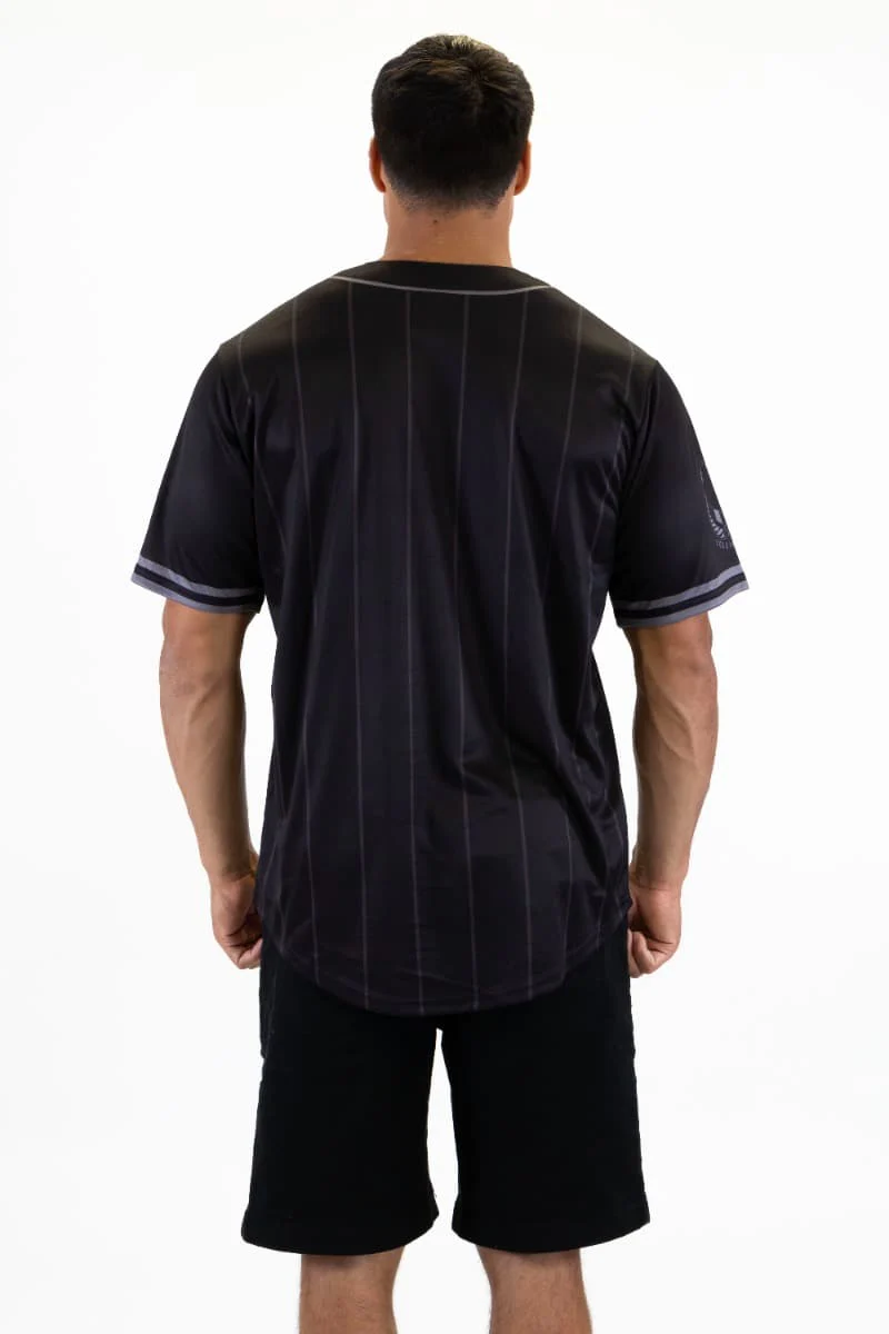 Collingwood Magpies AFL Mens Blackout Baseball Shirt - Image 4