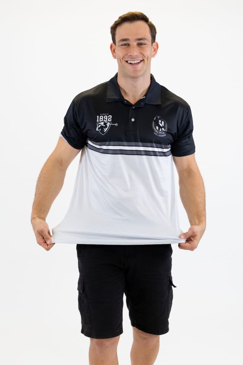 Collingwood Magpies 2025 AFL Mens Sandman Golf Polo Shirt - Image 2