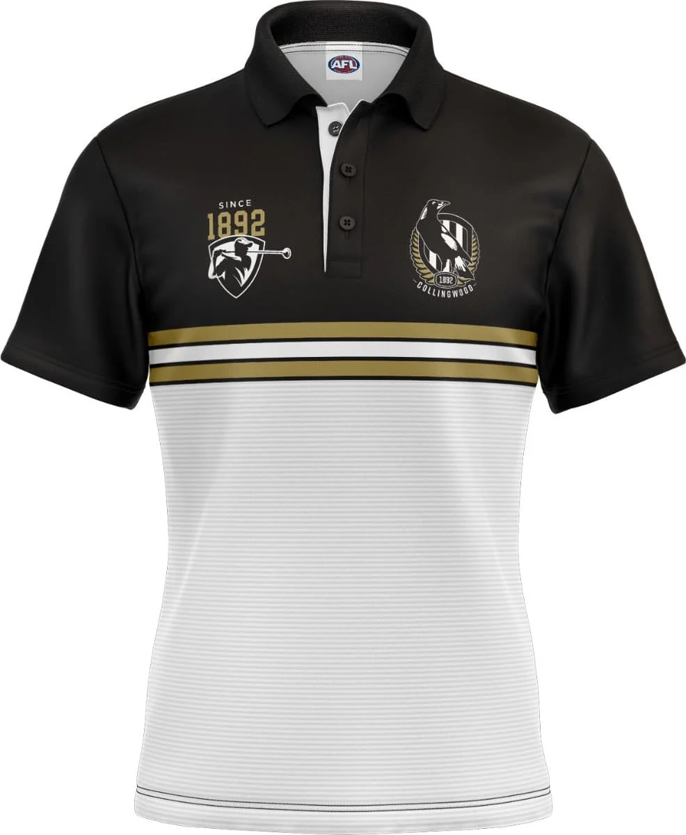 Collingwood Magpies 2025 AFL Mens Sandman Golf Polo Shirt - Image 5