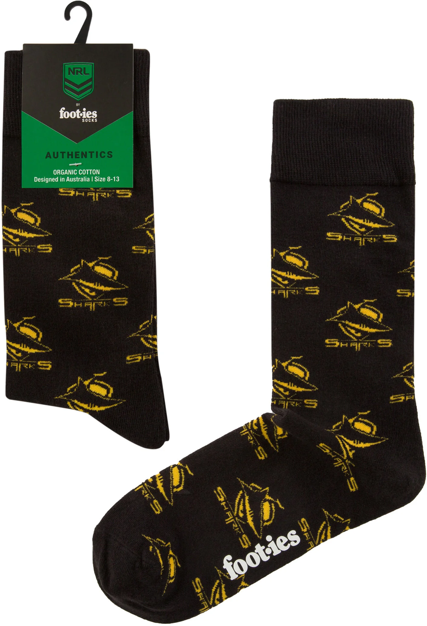 Cronulla Sharks 2026 NRL Mens 8-13 Black Cotton Crew Sock - Image 2