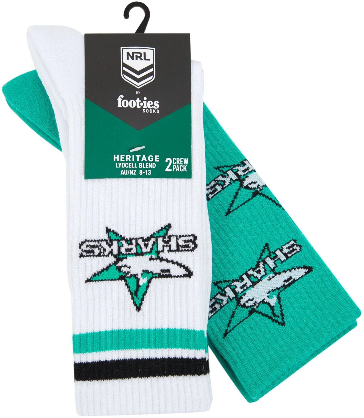 Cronulla Sharks 2026 NRL Mens 8-13 Retro Sneaker Sock 2 Pack