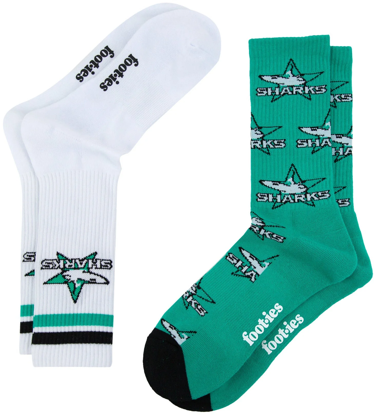 Cronulla Sharks 2026 NRL Mens 8-13 Retro Sneaker Sock 2 Pack - Image 2