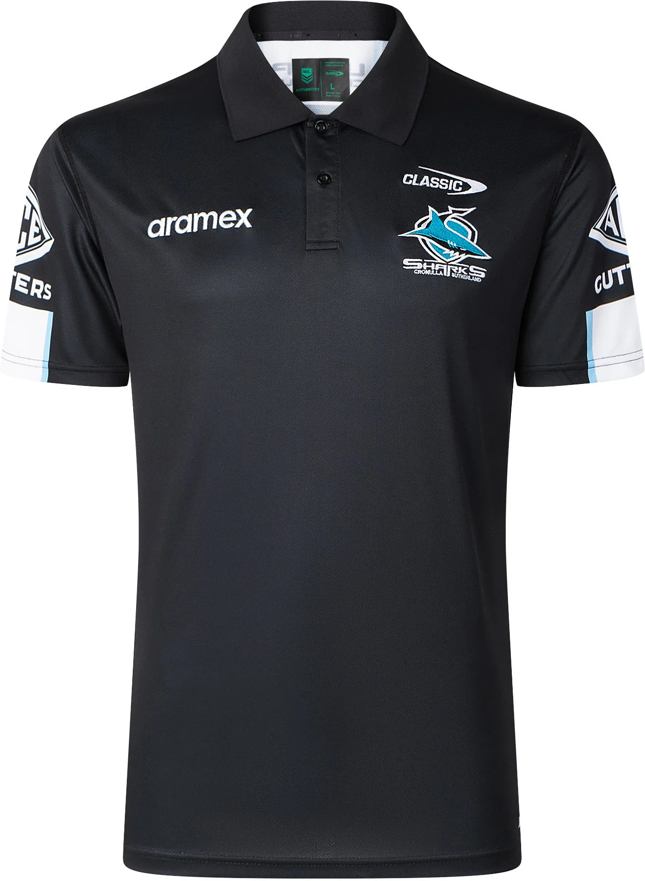 Cronulla Sharks 2026 NRL Mens Black Media Polo Shirt
