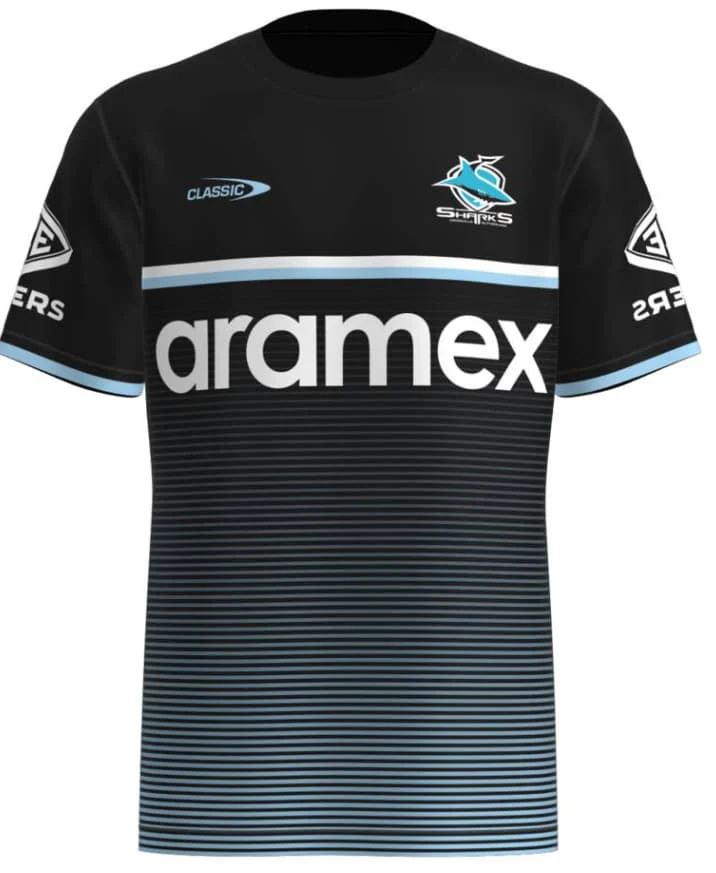 Cronulla Sharks NRL Mens Black Training Shirt